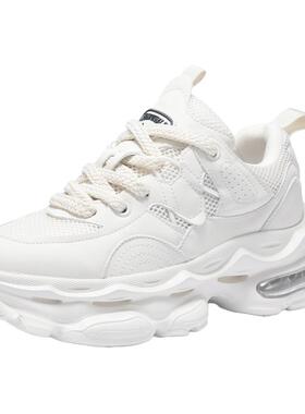 马克华菲男鞋夏季增高老爹鞋2026新款透气白色气垫休闲运动鞋男款