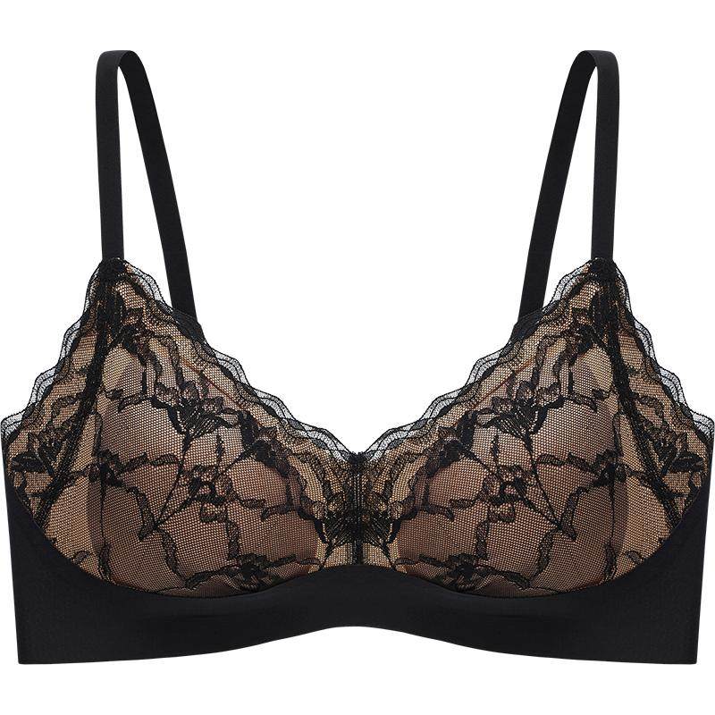 【小花镜】伊维斯内衣女小胸聚拢海豚杯无钢圈固定杯蕾丝文胸