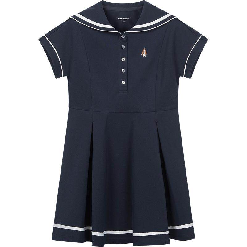 暇步士童装女童连衣裙26夏新款大童学院气质公主裙儿童透气半袖裙