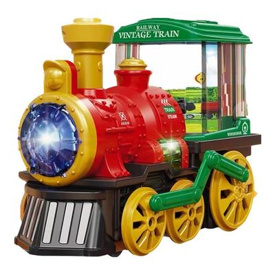 电动蒸汽小火车万向轮喷雾火车头模型灯光男女孩玩具车儿童碰碰车