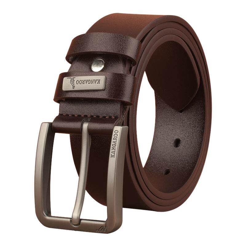 袋鼠皮带男款真皮针扣腰带牛皮裤腰带时尚复古休闲裤带2026新款