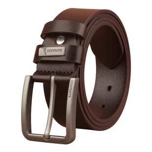 袋鼠皮带男款真皮针扣腰带牛皮裤腰带时尚复古休闲裤带2026新款