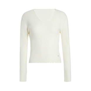 女春装 FIVE 2026新款 显瘦通勤百搭针织打底衫 PLUS毛织V领坑条修身