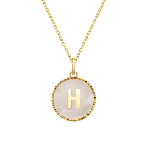 HELAS赫拉18K金贝母定制字母项链