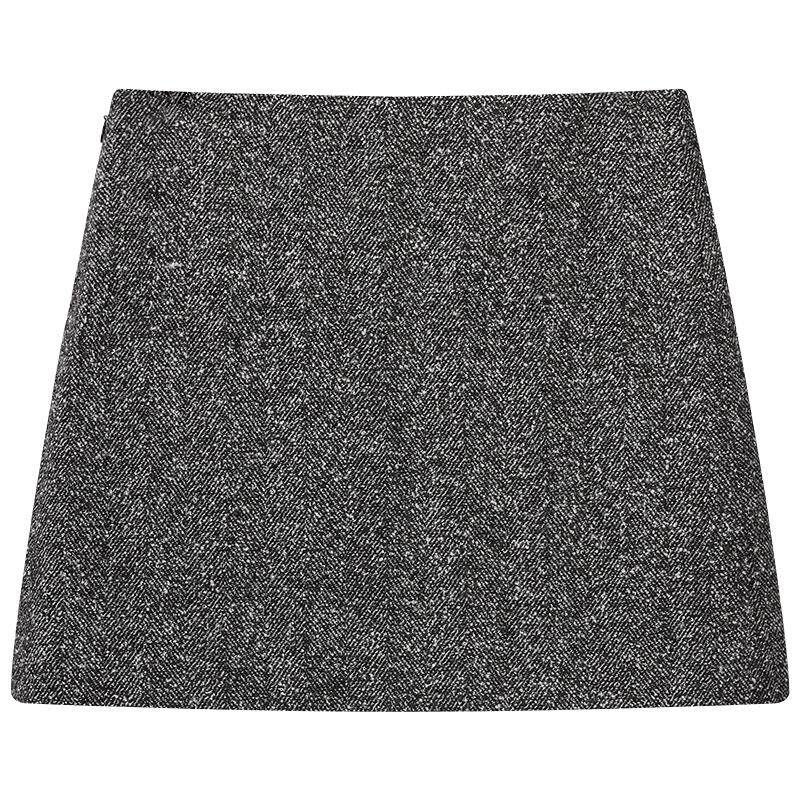 【季末折扣】欧时力小香风花式纱粗花呢a字半身裙短裙2025秋冬新