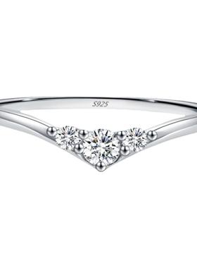 MODIAN摩典莫桑钻S925纯银几何箭头闪钻戒指女时尚精致叠戴风指环