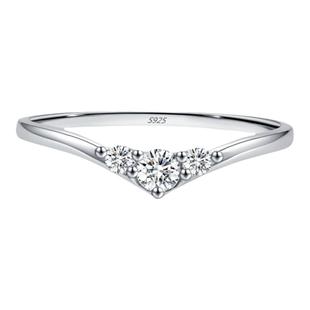 MODIAN摩典莫桑钻S925纯银几何箭头闪钻戒指女时尚精致叠戴风指环