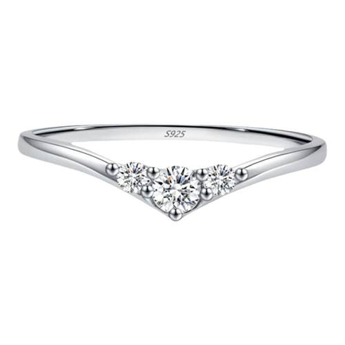 摩典莫桑钻S925纯银精致闪钻戒指