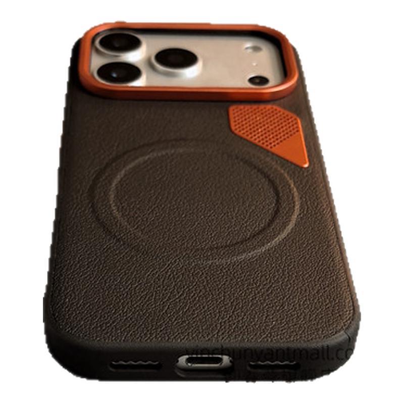 黑色金甲散热适用苹果17手机壳16Pro半软15pro简约磨砂高级感iPhone15防摔14新款17pro全包16promax男女