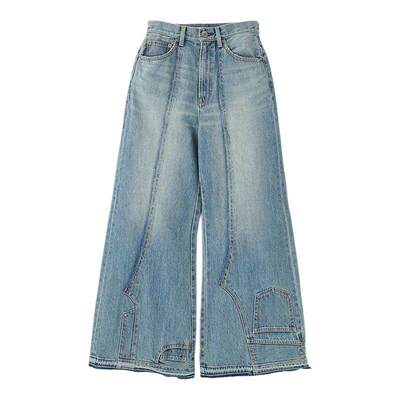 moussy 春季小众设计感解构阔腿裤牛仔裤女010HA611-4951