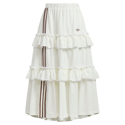 adidas阿迪达斯秋季三叶草新款休闲长裙蛋糕裙女子半身裙 KQ6506