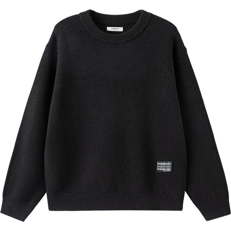 巴拉巴拉儿童针织衫男童女童毛衣冬装新款童装中大童黑色打底衫厚