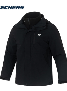 斯凯奇三合一冲锋式外套抓绒内胆男装男款夹克冬季新款运动登山服