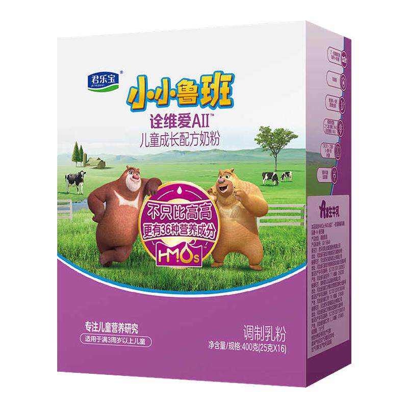 君乐宝小小鲁班诠维爱AII乳铁蛋白4段儿童成长牛奶粉400g