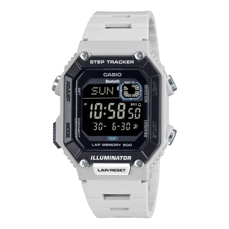 casio手表男小方块官方正品运动蓝牙计步学生电子表WS-B1000-8B