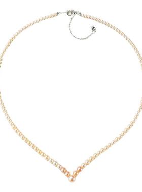 半觉女王的权利顶配极光金奶宝v字高端经典百搭设计925银珍珠项链