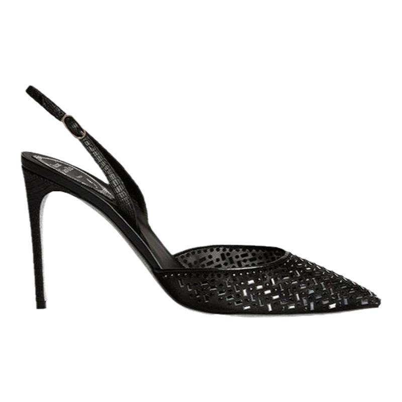 水钻装饰尖头女士高跟鞋