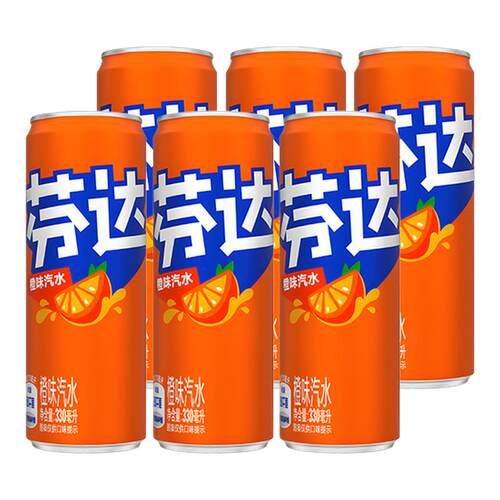 可口可乐经典款芬达含糖330ml*6罐碳酸饮料汽水bp