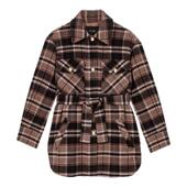 末6折Maje2025秋季 式 新款 法式 季 衬衫 女装 时尚 格纹系带棉服外套