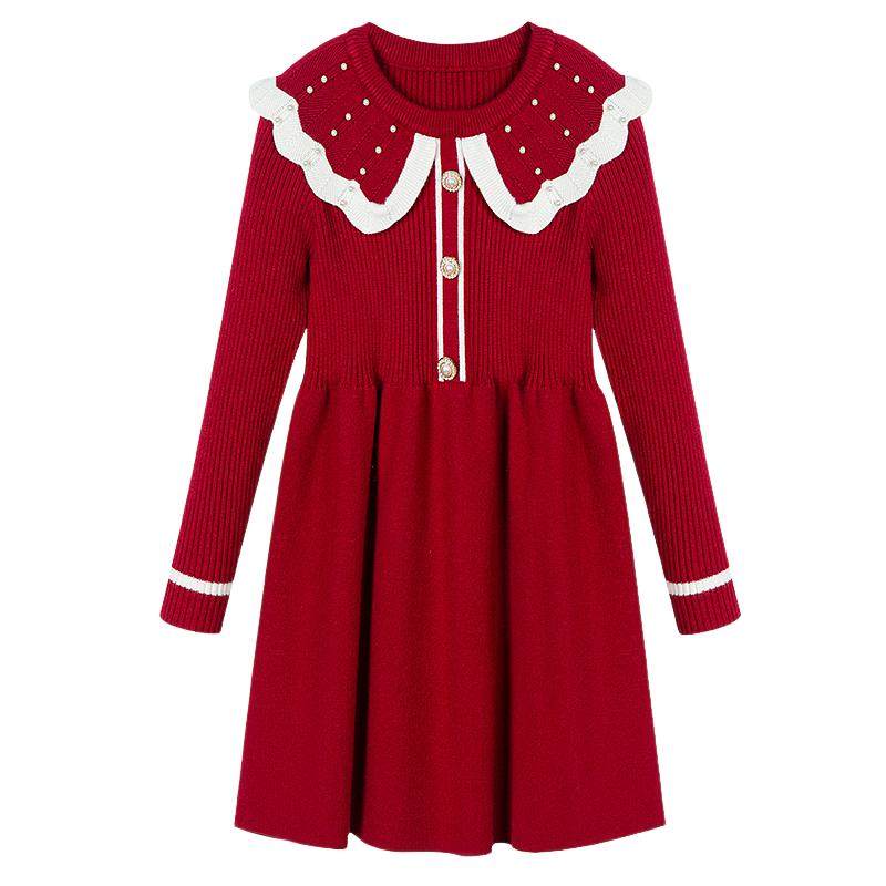 富罗迷公主裙女童连衣裙2025冬季新款好看洋气女孩新年红色针织裙,童装/婴儿装/亲子装,连衣裙,淘宝优惠券,粉丝福利购,淘宝优惠卷