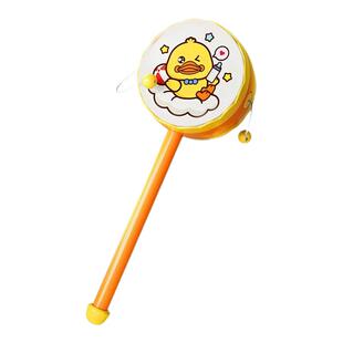 小黄鸭拨浪鼓婴幼儿抓握训练哄娃益智玩具礼盒套装新生沙锤摇铃