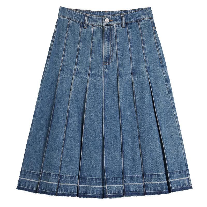 ELLE设计感纯棉牛仔半身裙