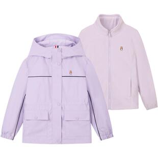 暇步士童装 大童三防风衣儿童舒适内里 女童可拆卸外套2025秋冬新品