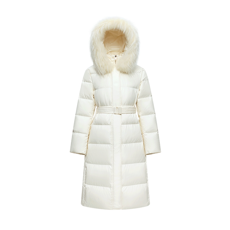 LILY通勤新款加厚米白色羽绒服