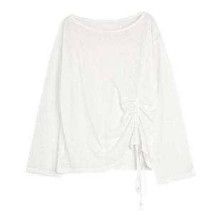 毛衫 ELLE法式 抽绳设计感时尚 女2025秋新款 上衣 高级感镂空针织罩衫