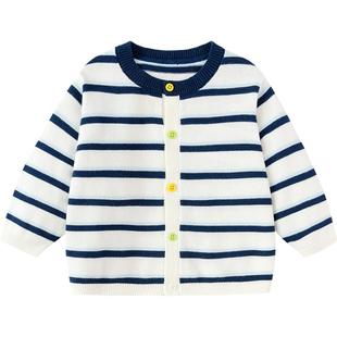 童装 毛衣春秋款 宝宝条纹上衣 外套男童女童开衫 巴拉巴拉儿童针织衫