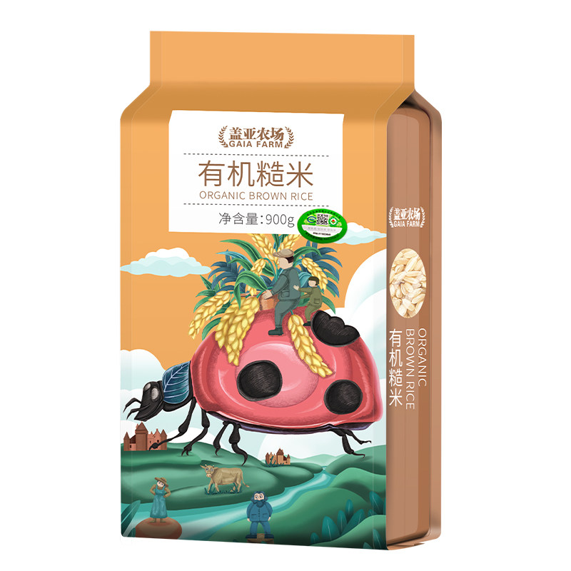 盖亚农场 有机糙米900g新米五谷杂粮粗粮主食饱腹玄米代餐杂粮饭