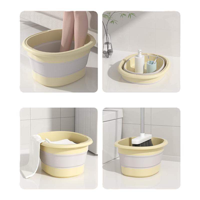 洁丽雅泡脚桶折叠足浴桶便携式盖加高大号家用带按摩颗粒养生桶