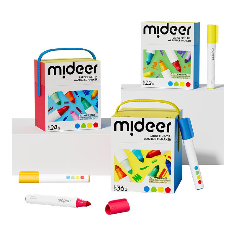 mideer弥鹿巨可洗水彩笔幼儿园专用儿童可水洗无毒不脏手画笔套装生日礼物宝宝水溶性绘画小学生大锥头水彩笔