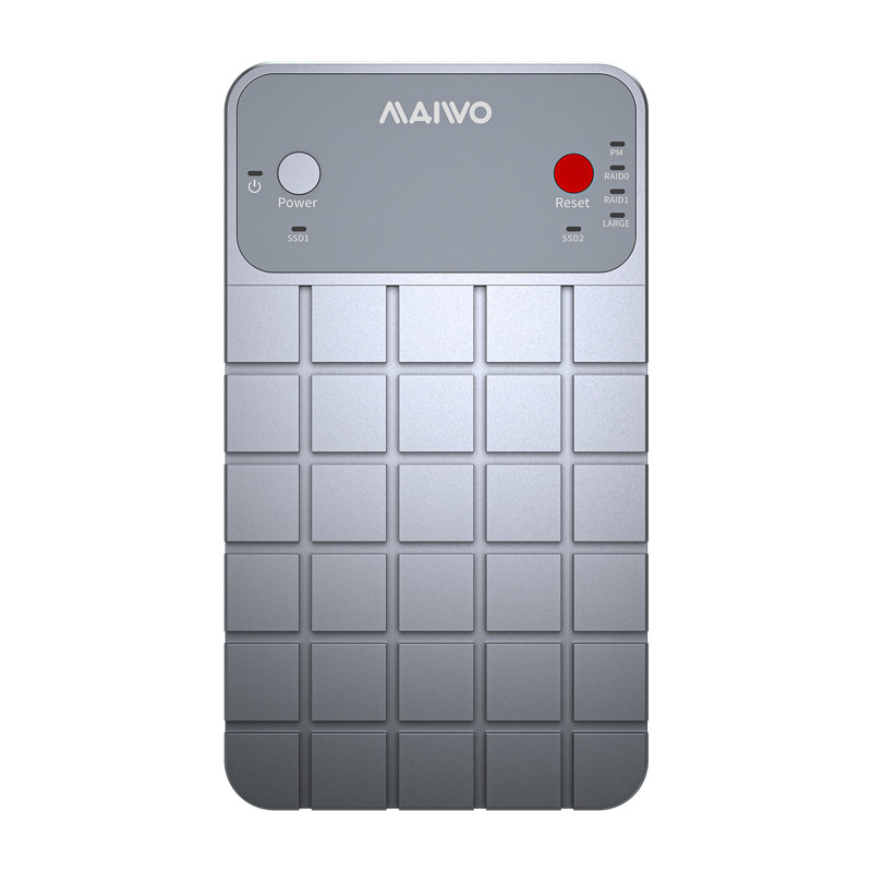 麦沃M.2NVMe双盘阵列盒子20Gbps全铝合金四种RAID内置风扇外接盒