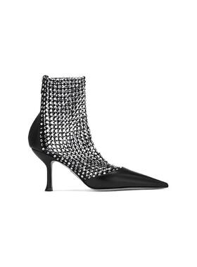 【新年折扣】RENE CAOVILLA GALAXIA系列黑色水钻细高跟凉鞋