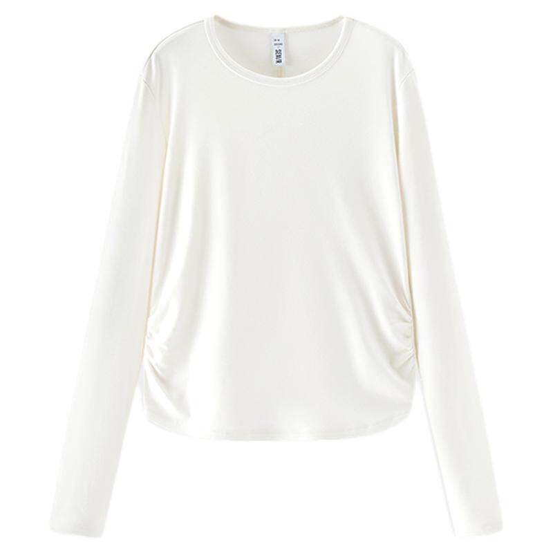 森马长袖T恤女冬14%羊毛发热抓毛2025新款纯色小心机显瘦紧身上衣