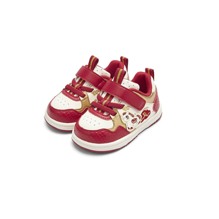 巴拉巴拉宝宝地板鞋婴儿稳步鞋儿童鞋子新年2026春季新款童鞋红色