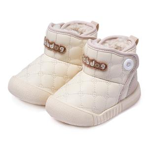 巴布豆儿童靴子男童宝宝童鞋冬季新款棉鞋冬鞋女童雪地靴婴儿鞋子