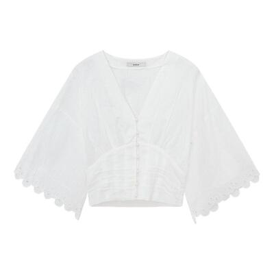 DAZZLE地素奥莱小上衣夏季时尚优雅漂白色亚麻小上衣