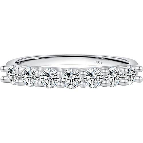 摩典925银轻奢莫桑石排钻戒指女