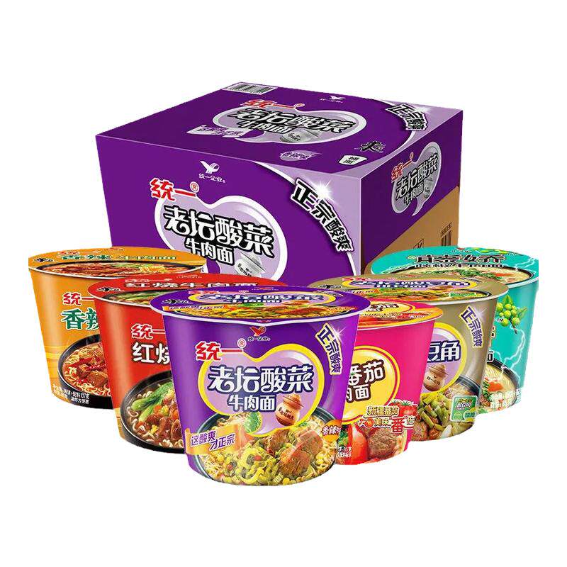 统一方便面12桶红烧牛肉面酸豆角红油爆椒香辣香菇炖鸡泡面整箱