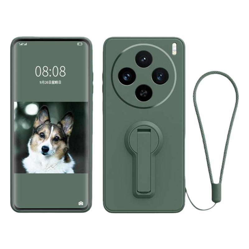 折叠支架适用vivox300pro手机壳新款x200ultra保护套全包防摔x100spro带手绳液态硅胶x90pro+纯色80软外7男女