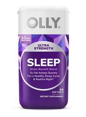 OLLY褪黑素10mg重度难眠镁茶氨酸助眠进口缓解压力无糖退黑素60粒