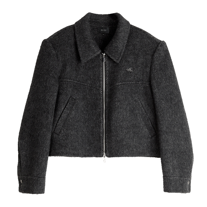 绵羊毛骆驼绒混纺毛呢大衣ELLE