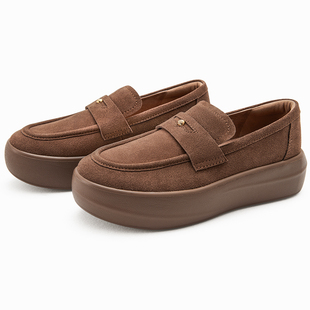 [小奶糕]莎莎苏2026春新款厚底轻盈一脚蹬休闲鞋复古老钱风乐福鞋