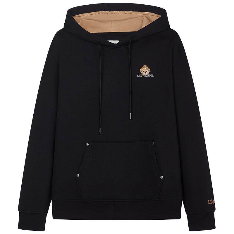 TeenieWeenie小熊奥莱女装连帽美式卫衣早冬黑色长袖上衣