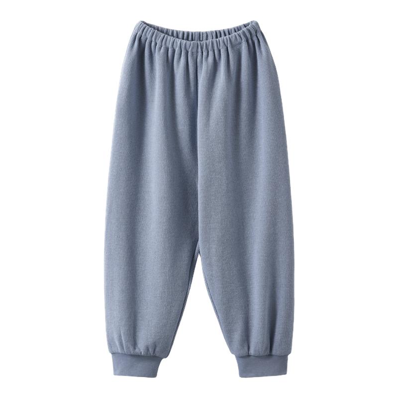 嫚熙童装儿童卫裤秋季婴儿华夫格裤子2025新款男女宝宽松休闲长裤