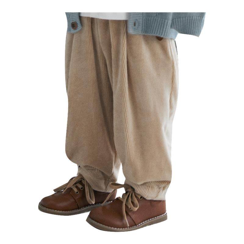 嫚熙婴童裤子灯芯绒男宝宝萝卜裤春秋加厚保暖摇粒绒儿童长裤子