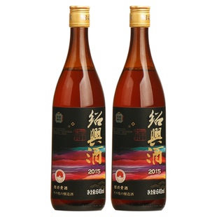 出口日本紹興黃酒2015年冬釀花雕酒十年陳糯米酒無焦糖640mlx2瓶