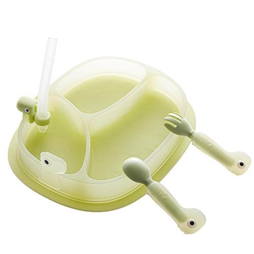 babycare宝宝餐盘硅胶分格吸盘式